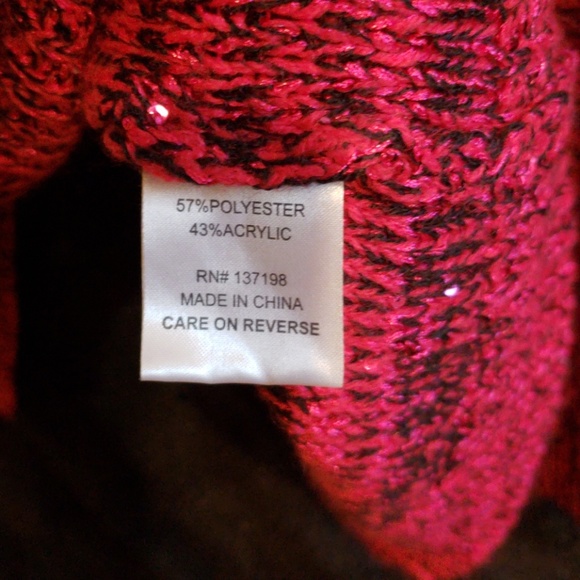 Juniors OhMG! Size XL Hot Pink-Black Sweater - Picture 5 of 5